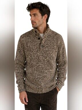 Vintage 1990s Polo Ralph Lauren Fisherman Marl Knit Mock Neck Sweater Men’s XL.
